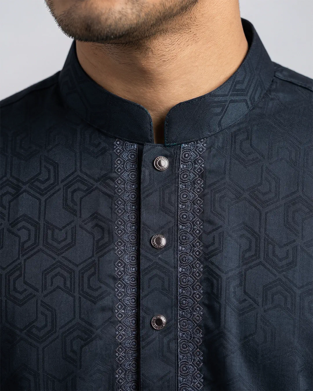 DEEN Metal Blue Embroidered Panjabi - Image 3
