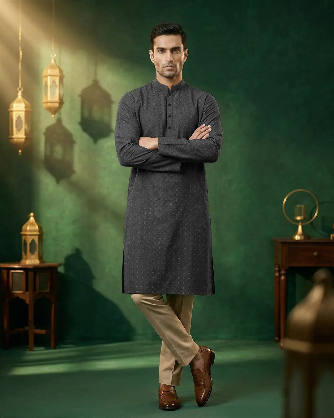 DEEN Motif Printed Semi Formal Panjabi - Image 2