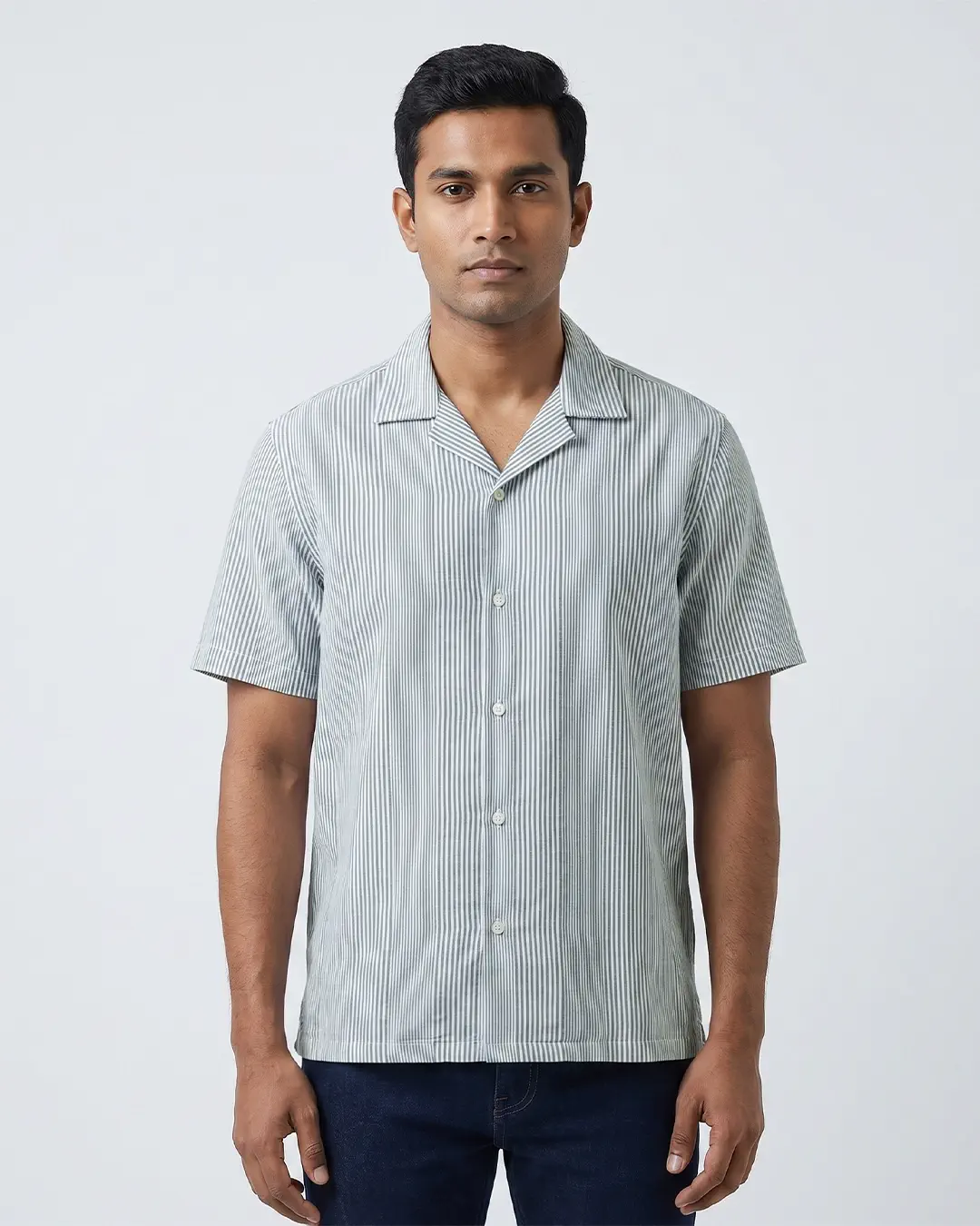 DEEN Pinstripe Cuban Collar Shirt - Image 2