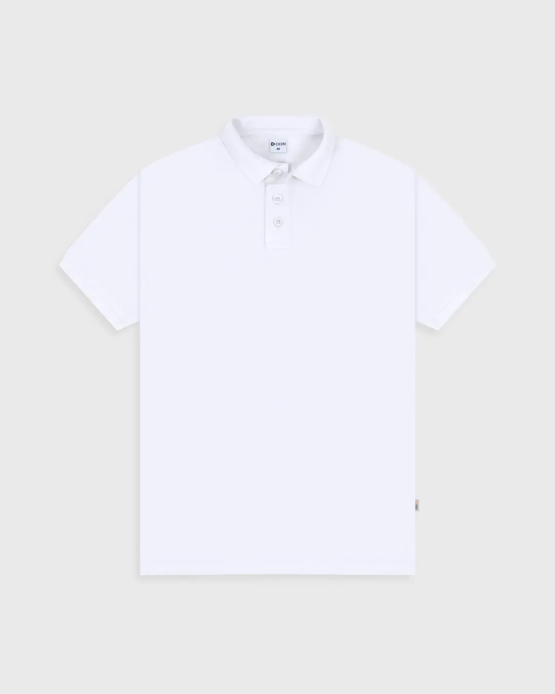 DEEN White Polo Shirt in Cotton Pique