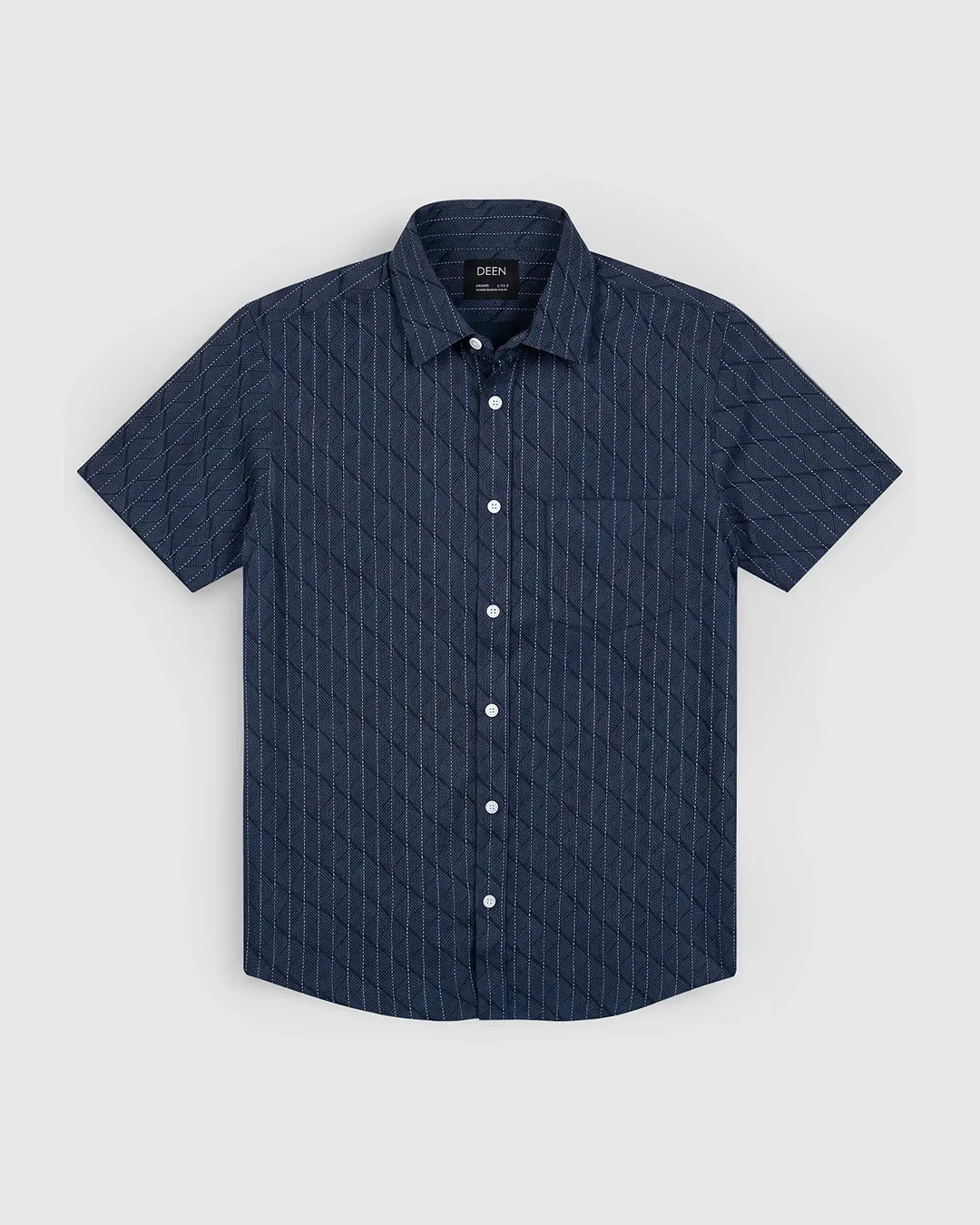 DEEN Navy Texture Casual Half Shirt
